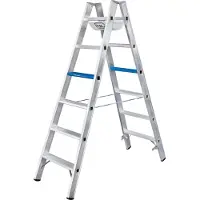Iller-Leiter Iller Stufenstehleiter Alu Ergo Plus mit 2x8 Stufen 3,59m AH