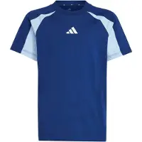 Adidas Junior Junge Saisonale Essentials Farbblock T Shirt Dark Blue/Glow Blue/Weiß