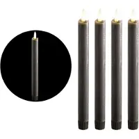 Novaliv Stabkerzen LED mit Timer GRAU 4 Stück GRAU indoor - 6 Stunden - ECHTWA in Grau | Gr.: onesize