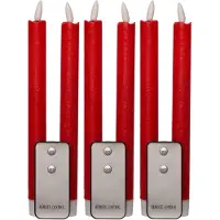Novaliv Stabkerzen LED mit Timer ROT 8 Stück indoor - 6 Stunden - ECHTWACHS 23 in Rot | Gr.: onesize