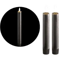 Novaliv Stabkerzen LED mit Timer GRAU 2er indoor mit Timer Funktion 6 Stunden in Grau | Gr.: onesize