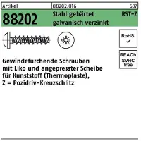 Hörger & Geßler Gewindefurchendeschraube R 88202 Liko Kreuzschlitz-PZ 3,5 x 16 -Z Stahl gehärtet galvanisch verzinkt
