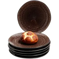 MamboCat 6er Set Dessert- Kuchenteller Samos Reactive Glaze Braun - 24327306
