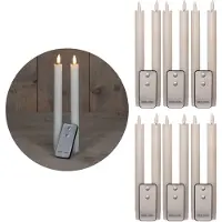 Novaliv Stabkerzen LED mit Timer WEISS 12 Stück indoor - 6 Stunden - ECHTWACHS in Weiß | Gr.: onesize