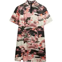 Superdry Mandarin Jacquard Kurzes Kurzarmkleid