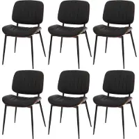 Mendler 6er-Set Esszimmerstuhl MCW-O44, Küchenstuhl Stuhl, Bugholz Kunstleder MVG Walnuss-Optik, schwarz