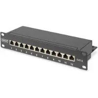 Digitus CAT 6, Klasse E Patch Panel, geschirmt, schwarz, RJ-45, Schwarz, Galvanisiertes Stahl, SECC, Rackeinbau, 1U, 280 mm