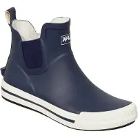 Bockstiegel Damen Gummistiefel Momo kurz mit seitlichem Elastikeinzug - Wasserdichte Stiefelette mit Ausziehhilfe in Blau-Weiß Größe 40