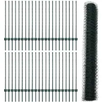 vidaXL Sechseckzaun mit Pfosten 100 x 1 m PVC-beschichteter Stahl Grün