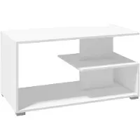Matkam Per La Vita Couchtisch mit Ablage Nina, Beistelltisch Holztisch für Wohnzimmer, Sofatisch klein Holz, Wohnzimmertisch modern Designer Weiß
