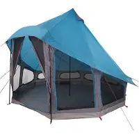 vidaXL Tipi Zelt mit Dach mit Speicher Blau 404 x 370 x 270 cm Taft