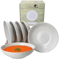MamboCat 6er Set Suppenteller 20,5cm White Biata Steingut