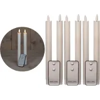 Novaliv Stabkerzen LED mit Timer WEISS 8 Stück indoor - 6 Stunden - ECHTWACHS in Weiß | Gr.: onesize