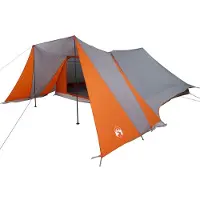 vidaXL Tipi Zelt 12 Personen Grau und Orange Taft