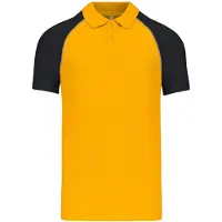 Kariban Herren Polo-Shirt Poloshirt Basic Kontrast Kragen Kurzarm Polohemd, Größe:L, Farbe:Yellow/Black