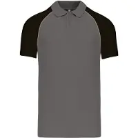 Kariban Herren Polo-Shirt Poloshirt Basic Kontrast Kragen Kurzarm Polohemd, Größe:3XL, Farbe:Slate Grey/Black
