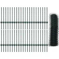vidaXL Sechseckzaun mit Pfosten 100 x 0,5 m PVC-beschichteter Stahl
