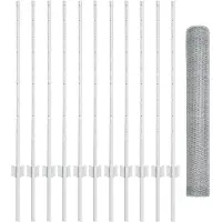 vidaXL Sechseckzaun mit Pfosten 25 x 1 m Verzinkter Stahl Silber Netz