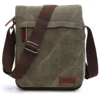 INF Sportliche Umhängetasche aus Canvas und Leder Dunkelgrün