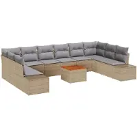 vidaXL Garten-Sofa-Set 11 stk. Beige und Hellgrau