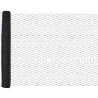 vidaXL Sechseckzaun mit Pfosten 25 x 1,2 m PVC-beschichteter Stahl