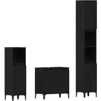 vidaXL Badezimmermöbel-Set Wandmontiert 3 pcs Schwarz Eichen-Optik
