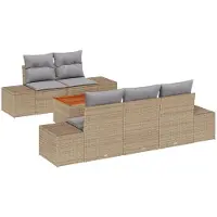 vidaXL Gartensofa-set 6 Stk. Beige und Hellgrau Poly-Rattan