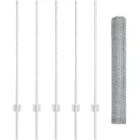 vidaXL Sechseckzaun mit Pfosten 10 x 1 m Verzinkter Stahl Silber Netz