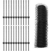vidaXL Sechseckzaun mit Pfosten 50 x 0,6 m PVC-beschichteter Stahl