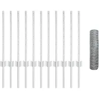 vidaXL Sechseckzaun mit Pfosten 25 x 0,6 m Verzinkter Stahl Silber