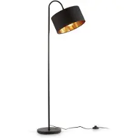 B.K.Licht schwenkbare Retro Stehleuchte I schwarz-goldener Stoffschirm 30 cm I (60,26)