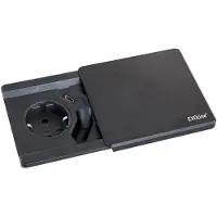 Evoline Einbausteckdose Square80, schwarz, mit 3 m Kabel, 107 x 96 mm, 40 mm Einbautiefe, 1-fach Schutzkontakt & USB-C