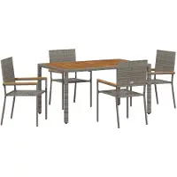vidaXL Garten Essgruppe 5 stk. Grau Poly-Rattan