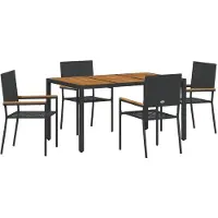 vidaXL Garten Essgruppe 5 Stk. Schwarz Poly-Rattan
