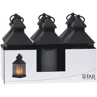 Star Trading Laternen-Set Flame Lantern, 6 Stück, Schwarz, Flackern, LED, Timer, Gelb