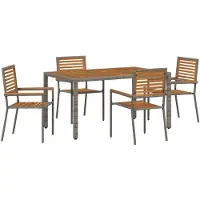 vidaXL Garten Essgruppe 5 Stk. Grau und Braun Poly-Rattan