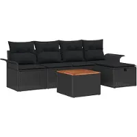 vidaXL Gartensofa-set 6 stk. Schwarz Poly-Rattan