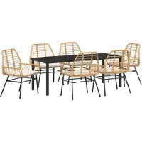 vidaXL Garten Essgruppe 7 pcs Braun Poly-Rattan