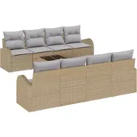 vidaXL Gartensofa-set Beige 55 x 55 x 37 cm Poly-Rattan