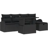 vidaXL Gartensofa-set 6 stk. Schwarz Poly-Rattan