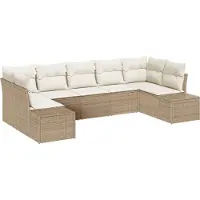 vidaXL Gartensofa-set 7 stk. 7-Sitzanzahl Beige und Creme Poly Rattan