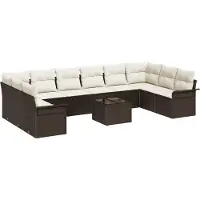 vidaXL Gartensofa-set 11 Stk. Braun Poly-Rattan