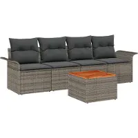 vidaXL Gartensofa-set 5 stk. 4-Sitzanzahl Grau Poly-Rattan
