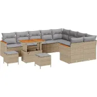 vidaXL Gartensofa-set 12 stk. 9-Sitzanzahl Beige Poly Rattan