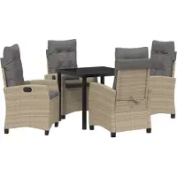 vidaXL Garten Essgruppe 5 Stk. Beige Poly-Rattan