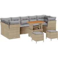 vidaXL Gartensofa-set 10 pcs Beige Poly-Rattan