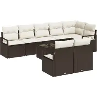 vidaXL Gartensofa-set 9 stk. Braun und Creme Poly-Rattan