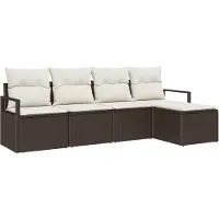 vidaXL Sofa Set 5 Stk. Braun und Creme Poly-Rattan