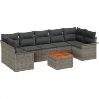 vidaXL Gartensofa-set mit Speicher 8 pcs Grau Poly-Rattan