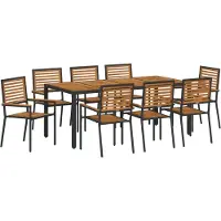 vidaXL Garten Essgruppe 9 Stk. Schwarz und Braun Poly-Rattan